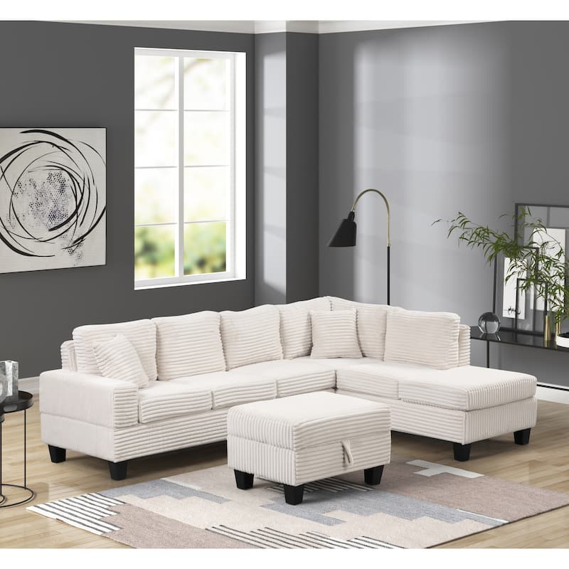 Cozy Modern & Contemporary Style Sectional Sofa Made with Wood & Upholstered Velvet
