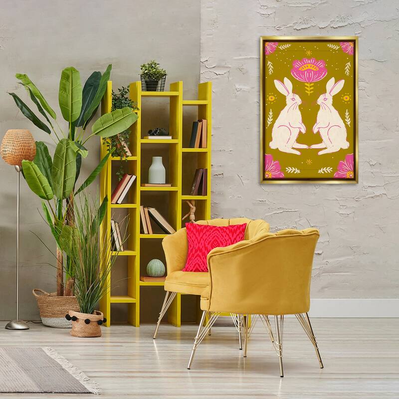Stupell Mirrored Spring Bunnies Framed Floater Canvas Wall Art Design By Hannah Moren