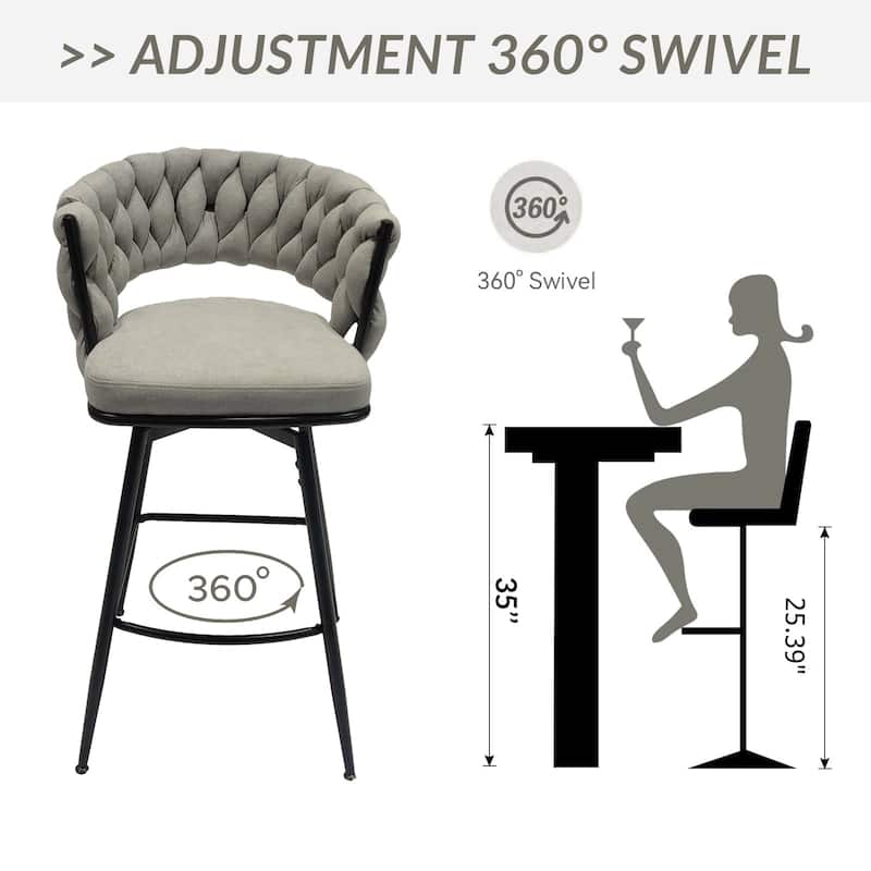 Upholstered Swivel Bar Chair Arm Chairs Set of 4