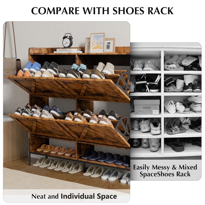 Shoe Cabinet with 4 Flip Drawer - 4 Flip Drawers