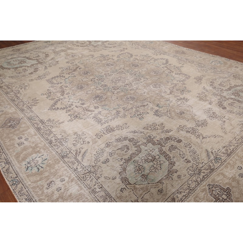 Tabriz Persian Antique Area Rug Handmade Wool Carpet - 9'5" x 12'2"