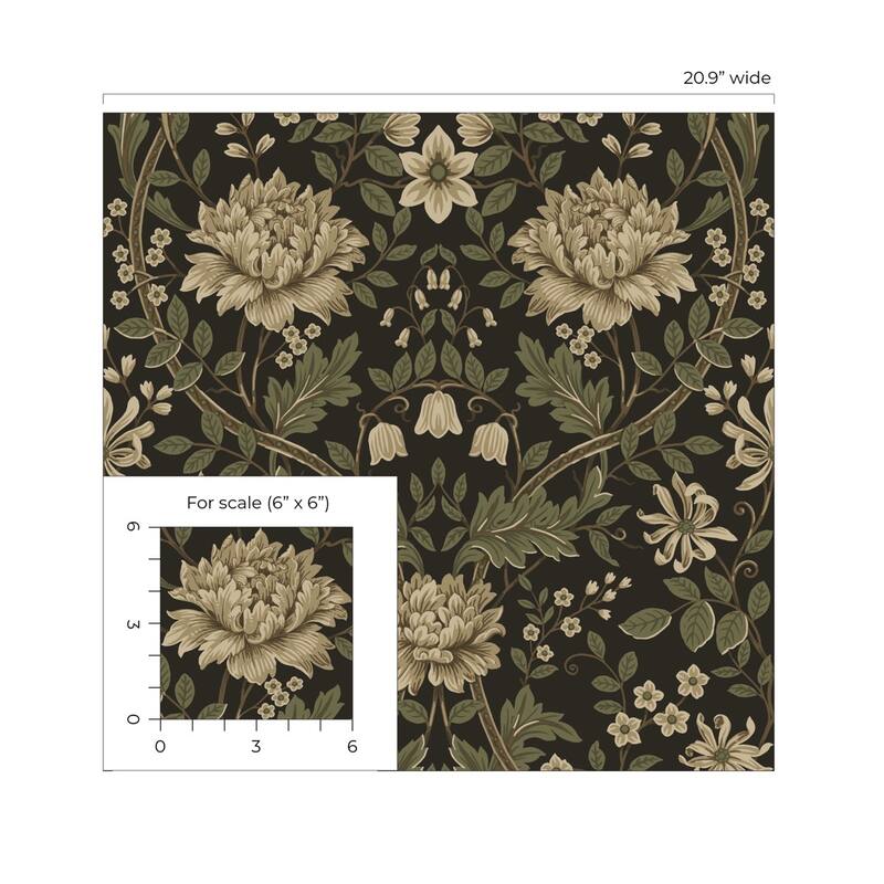 Seabrook Designs Honeysuckle Floral Prepasted Wallpaper