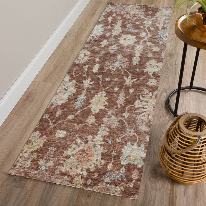Machine Washable Indoor/ Outdoor Casual Traditional Chantille Rug