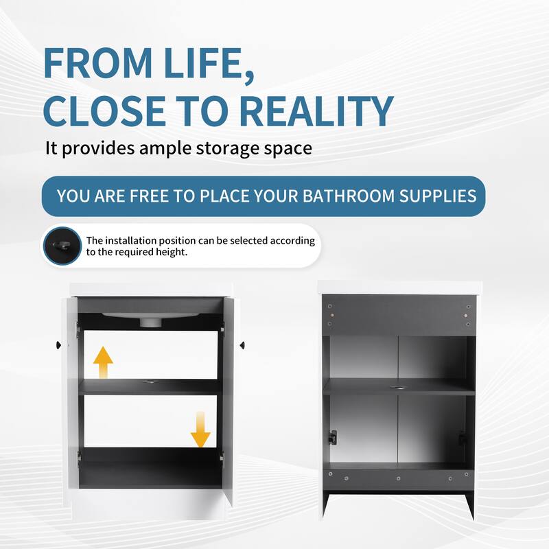 ARTCHIRLY 24/30/36 Inch Bathroom Vanity with Sink, Freestanding Bathroom Vanity with Soft Close Door and Adjustable Shelf