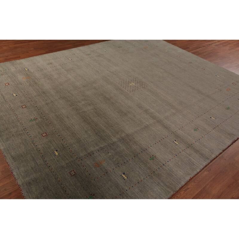 Gabbeh Oriental Area Rug Hand-Knotted Wool Carpet - 8'0" x 9'11"