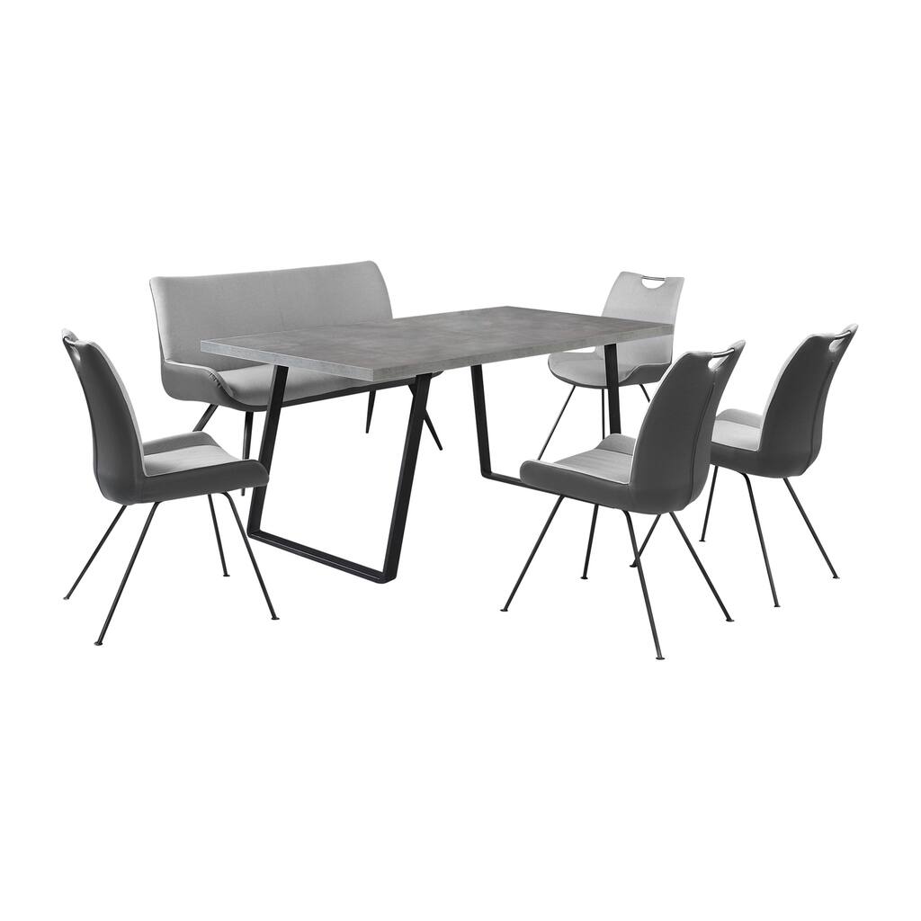 Modern 6-Piece Dining Set - Rectangular Table & Chairs - Contemporary Dining Room Furniture