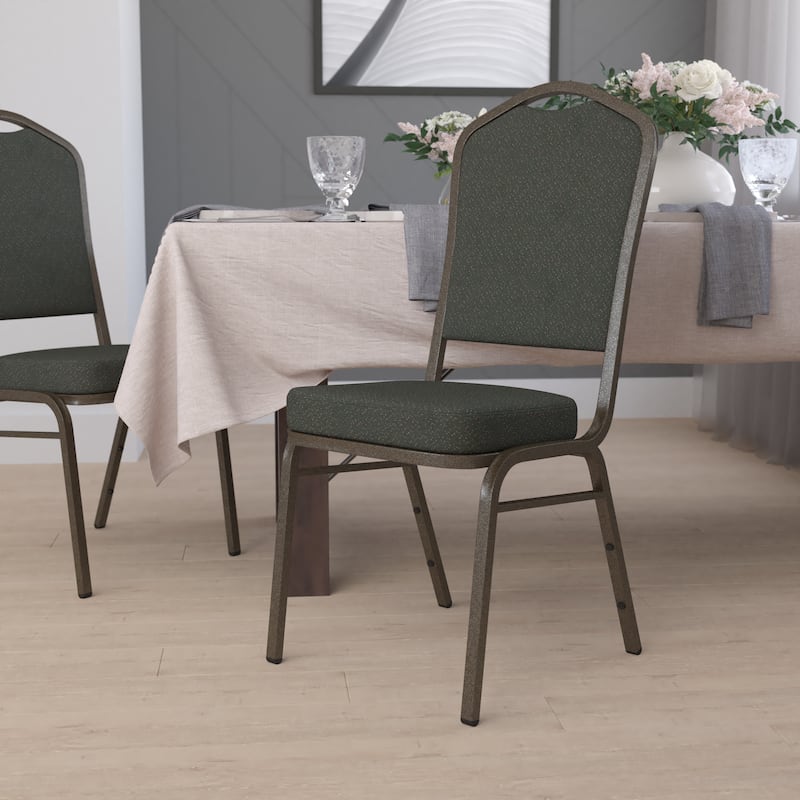 Crown Back Stacking Banquet Chair - Goldvein, Green Patterned