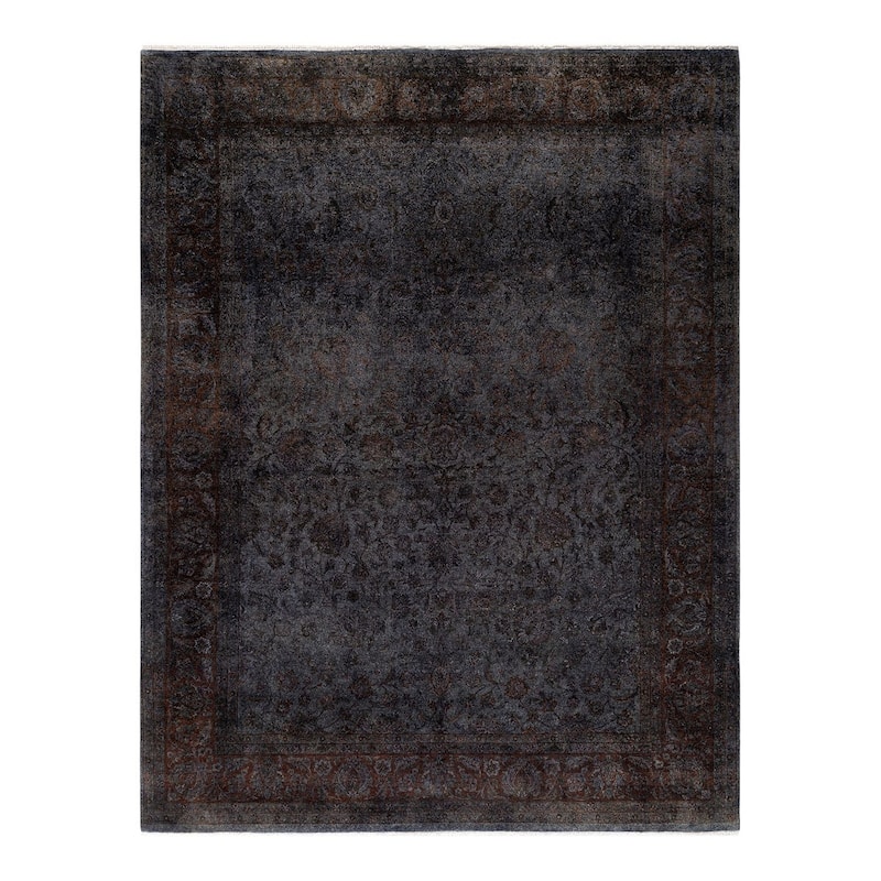 Overton Hand Knotted Wool Vintage Inspired Modern Contemporary Overdyed Gray Area Rug - 8' 4" x 10' 4"