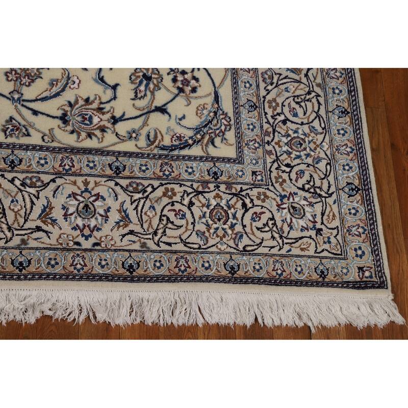All-Over Floral Nain Persian Area Rug Hand-Knotted Wool Carpet - 6'8"x 10'0"