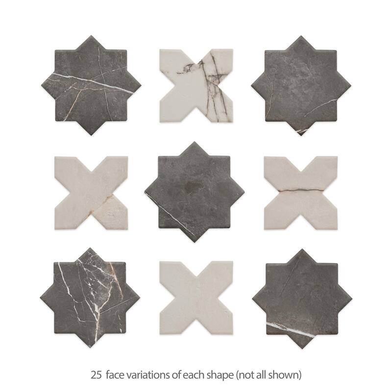 Merola Tile Istanbul Star Night with Day Cross 6" x 12" Porcelain Floor and Wall Tile - Case (32 Tiles)