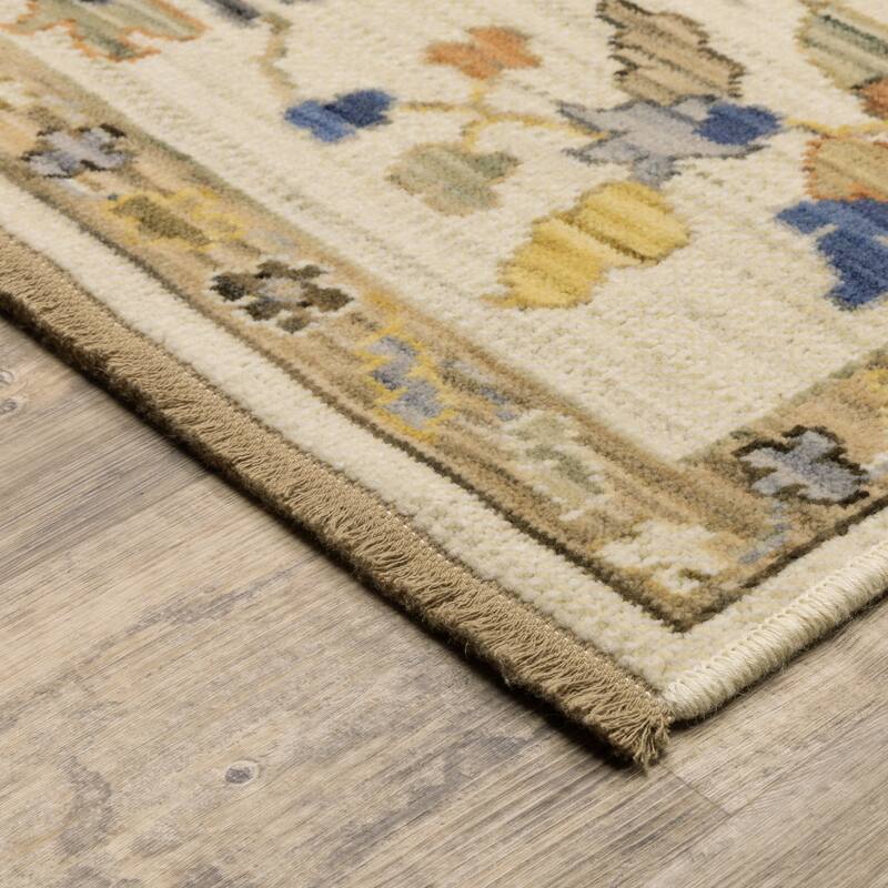 Adelaide Bohemian Traditional Beige/ Tan Wool Blend Area Rug-