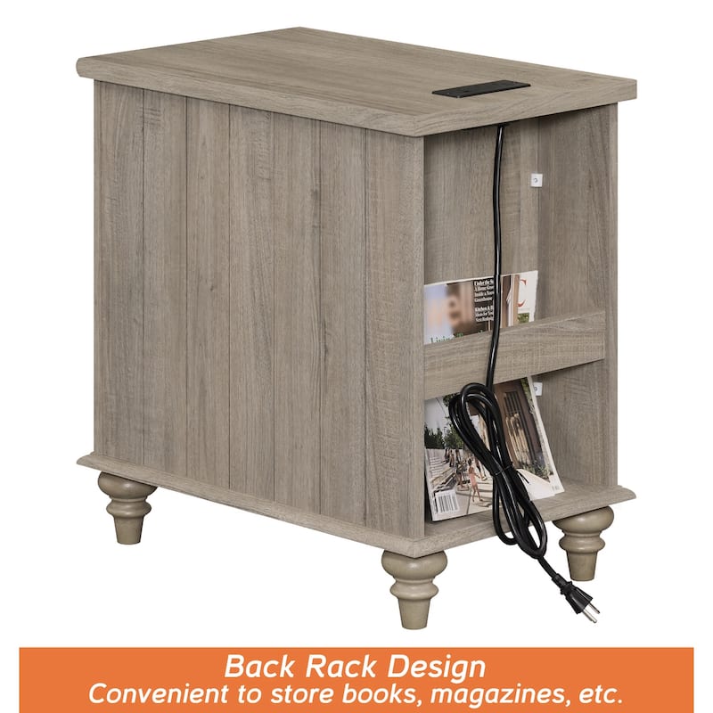 Nightstand End Table With Charging Station for Living Room Bedroom