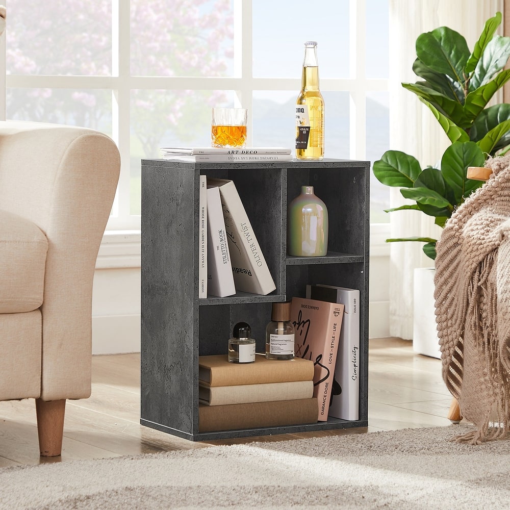 VECELO Widened Version 2-Tier Three Open Cube Wooden Bookcase Organizer Bookshelf Book Storage