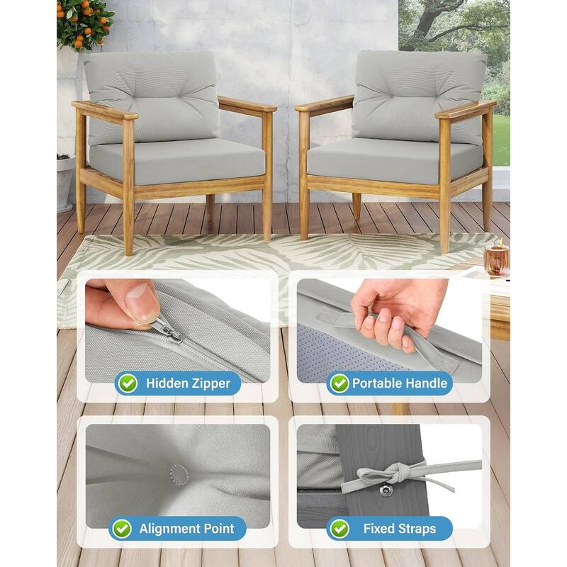 WINSOON 24x24 Inch Outdoor Deep Seat Cushion Set,Waterproof and Resistant Set Of 2