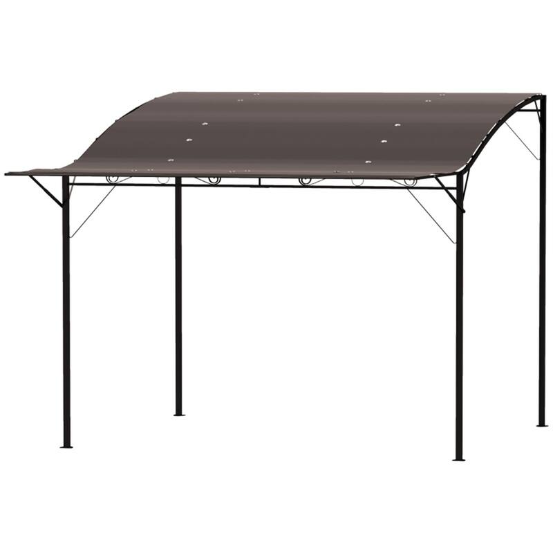 Brown Outdoor Patio Gazebo Awning with UV Water Resistant Canopy and Steel Frame Included Stakes - 9.8' L x 8.2' W x 6.6'-8.2' H