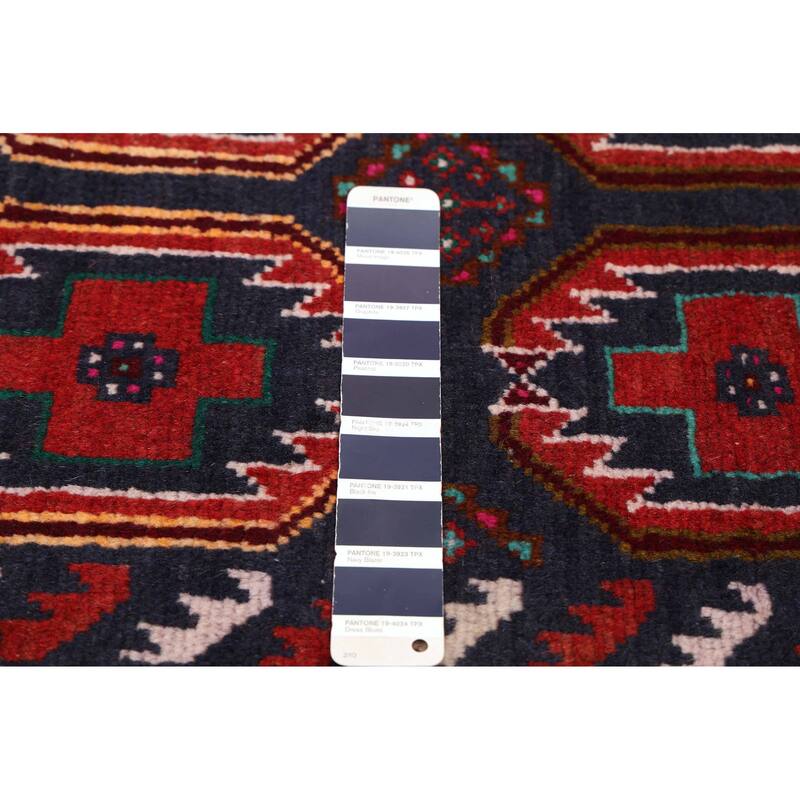ECARPETGALLERY Hand-knotted Baluch Dark Navy, Red Wool Rug - 3'1 x 6'0