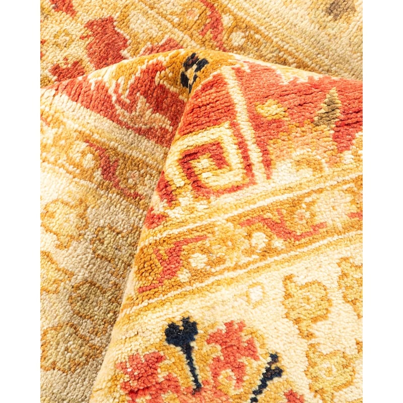 Overton Hand Knotted Wool Vintage Inspired Modern Contemporary Modern Orange Area Rug - 3' 2" x 5' 3"