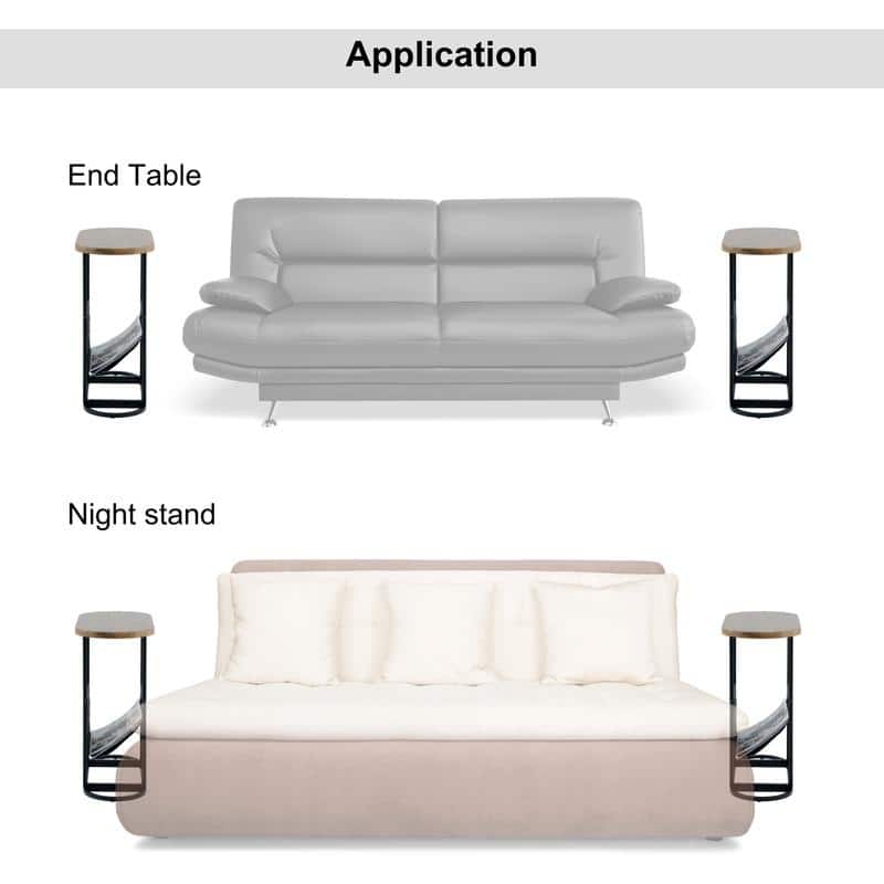 Oval Narrow Side Table Set of 2 End Tables with Organizer Storage