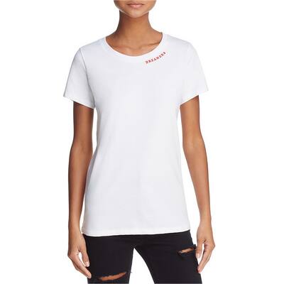 University of Today Dreamers of Tomorrow Womens Letter Print Graphic T-Shirt,, White, Medium