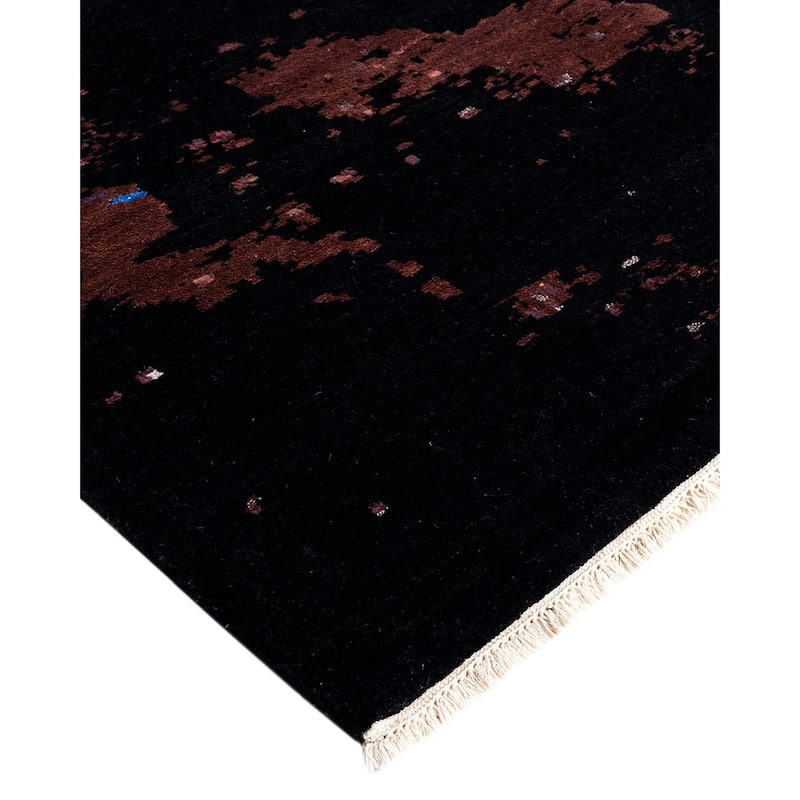 Ikat One-of-a-Kind Hand-Knotted Area Rug, Black - 8' 1" x 10' 2"