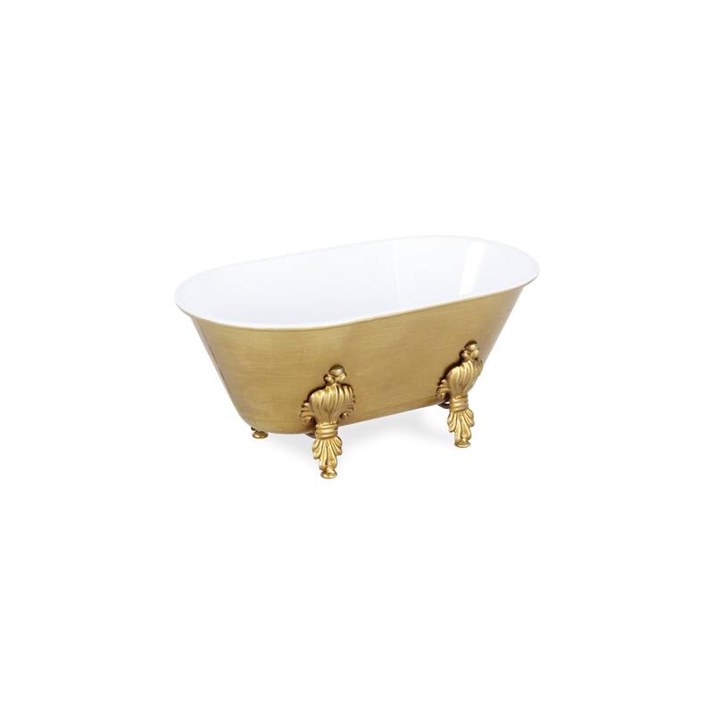 Lavande Golden Metal Fleur-de-Lis Accented Tub Decor