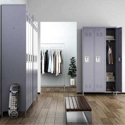 72"H Metal Lockers with Name Card for Employees,Storage Cabinet With Hooks and Ventilation For School,Garage,Gym,Office