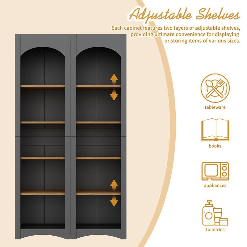 Farmhouse Free Standing 5 Tier Bookshelves Set of 2 with Adjustable Shelves for Versatile Storage