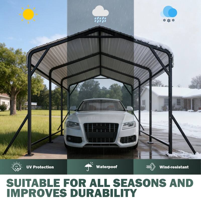 EROMMY Heavy Duty Metal Carport with Extra Support Poles, UV & Waterproof Car Canopy for Outdoor Vehicle Shelter