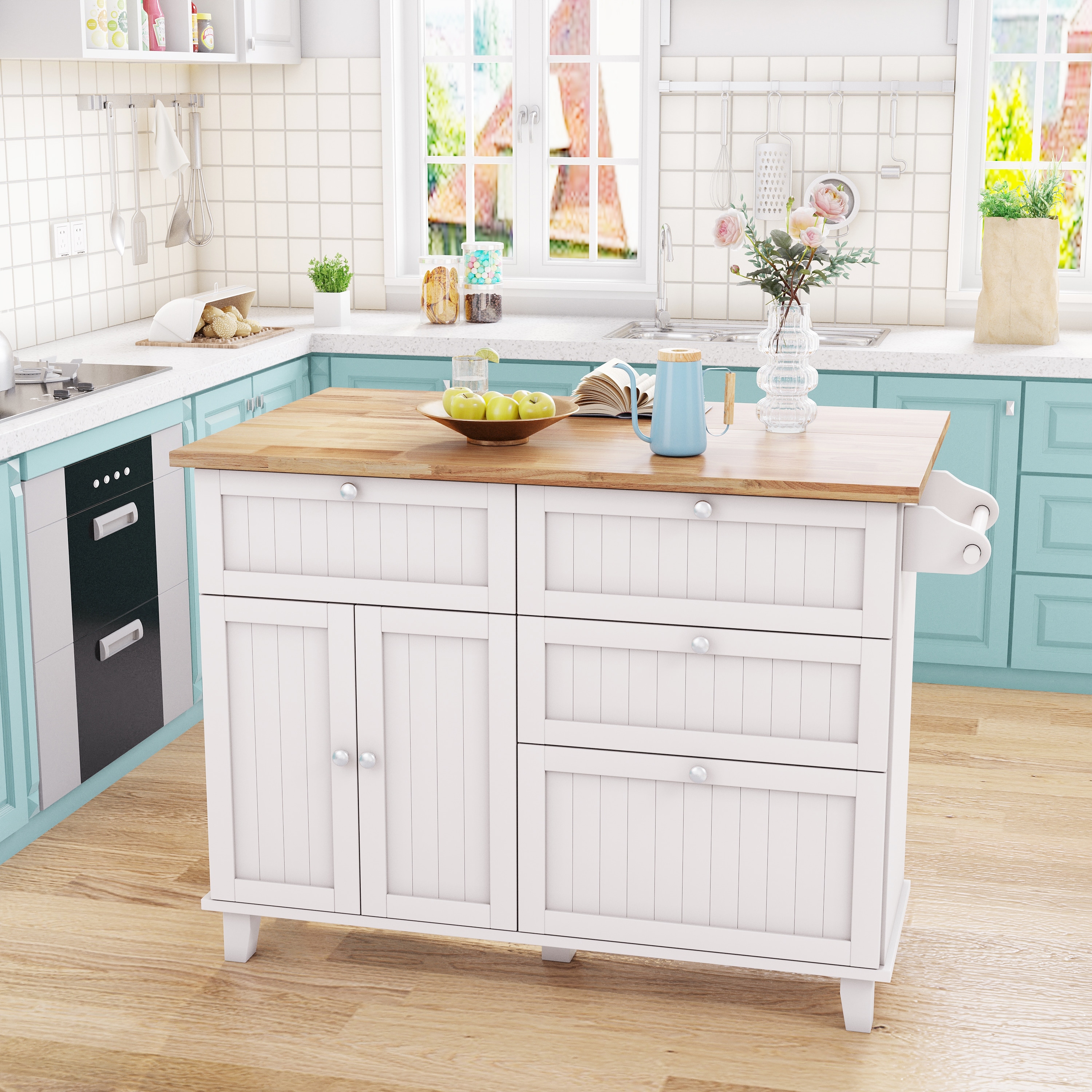 White kitchen island best sale with seating for 2