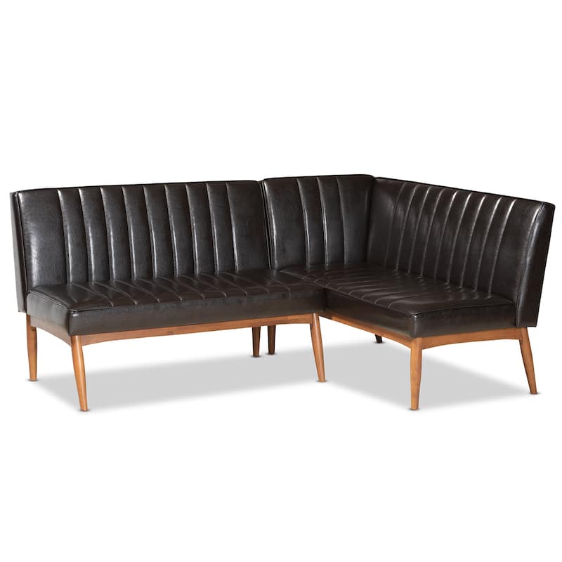 Daymond Mid-Century Modern 2-Piece Dining Nook Banquette Set - Black
