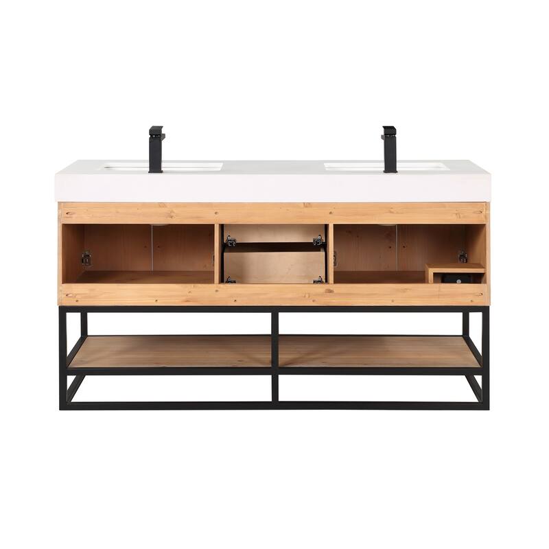 Altair Bianco Bath Vanity with White Composite Stone Top,no Mirror