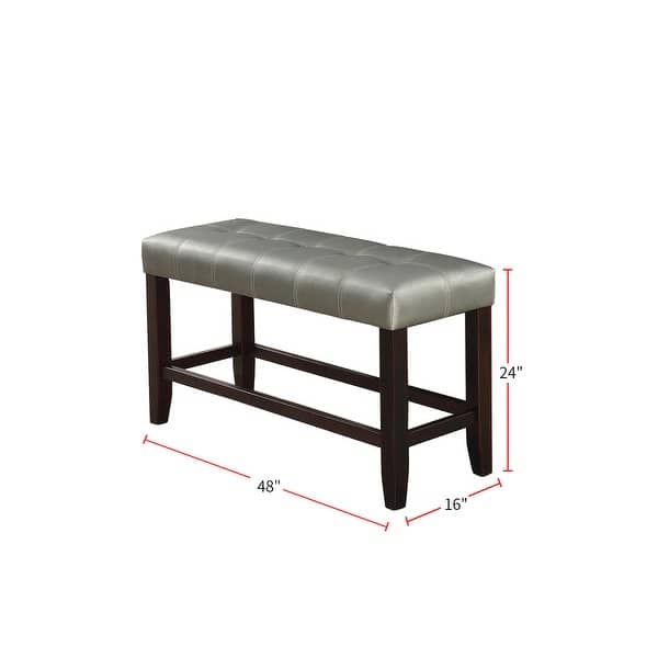 dimension image slide 0 of 2, Faux Leather Wood High Bench