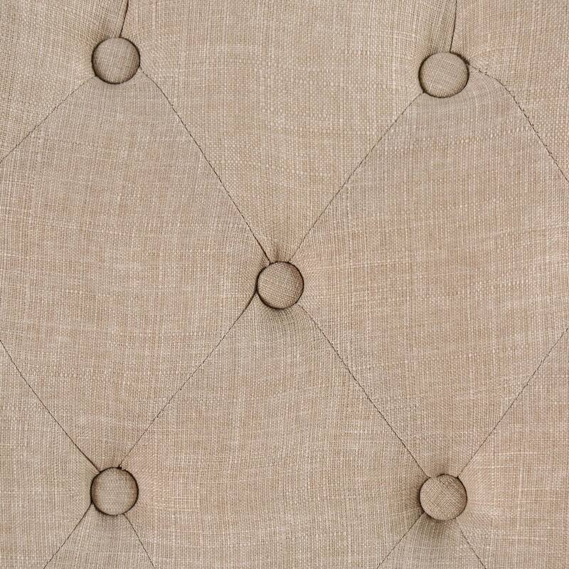 1PC BENCH Button Tufted Linen Like Fabric Solid wood