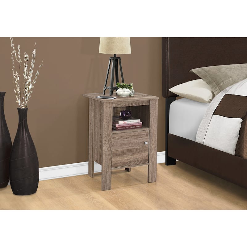 Contemporary 24" Wood Rectangular End Table with Shelf and Cabinet Modern Living Room Nightstand - 17.25"L x 14"W x 24.25"H