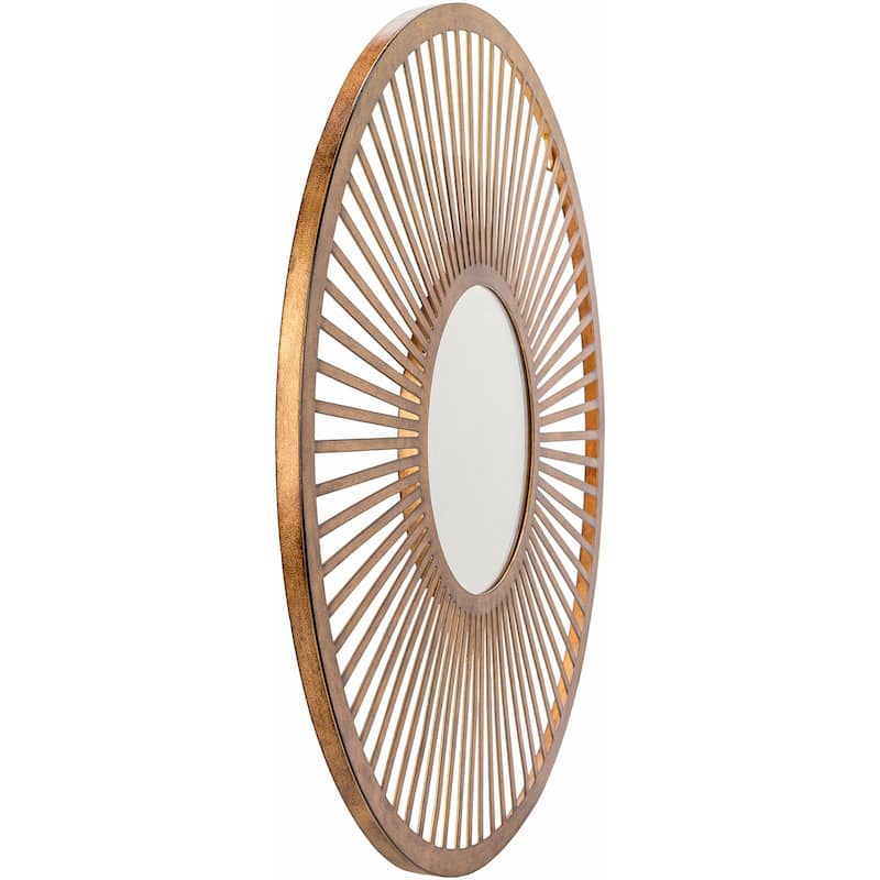 Idra Hand-Painted Gold Modern Mirror - 24"H x 24"W x 0.8"D