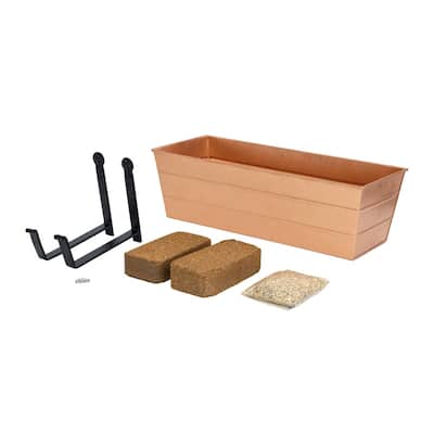 Achla Designs 24" W Medium Galvanized Steel/Wrought Iron Indoor Oudoor Bloom Box Garden Growing Kit