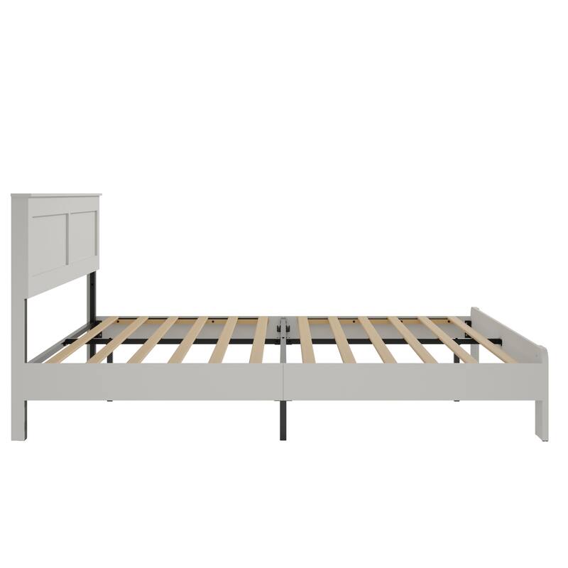 Wooden Platform Bed Frame with Large Under Bed Storage