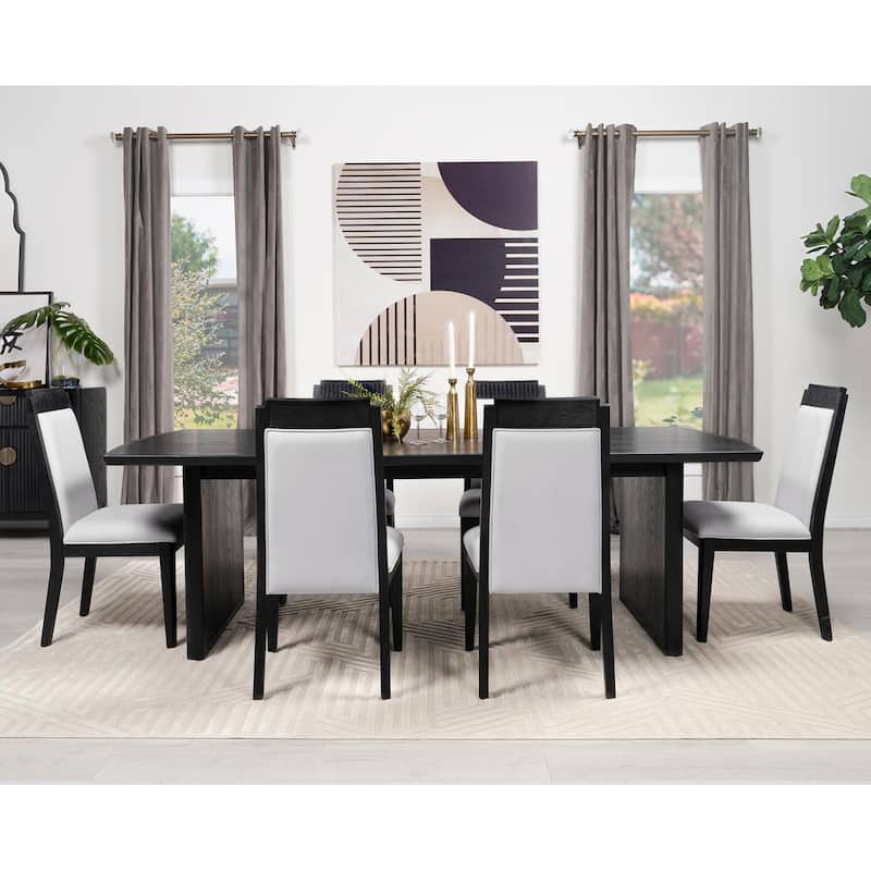 Mason Ivory and Black Solid Back Dining Side Chair (Set of 2)