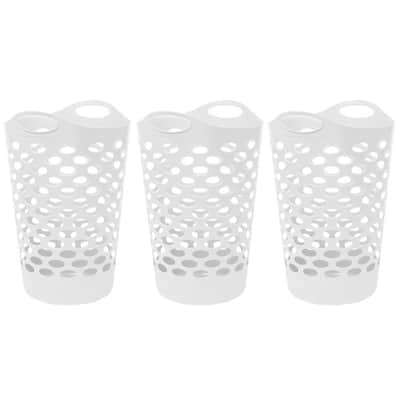 1.8 Bu / 66L Flex Plastic Hamper, 3 Pack, White