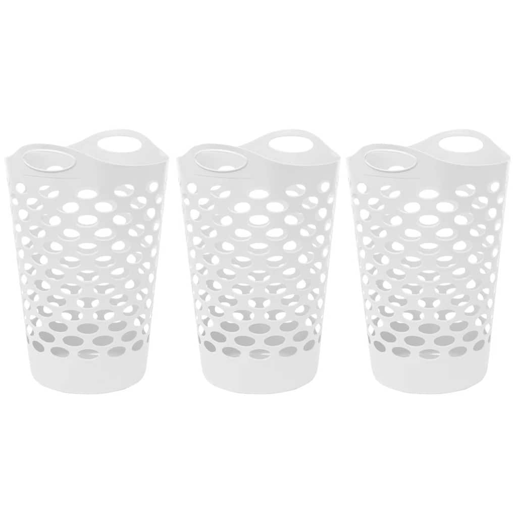 1.8 Bu / 66L Flex Plastic Hamper, 3 Pack, White