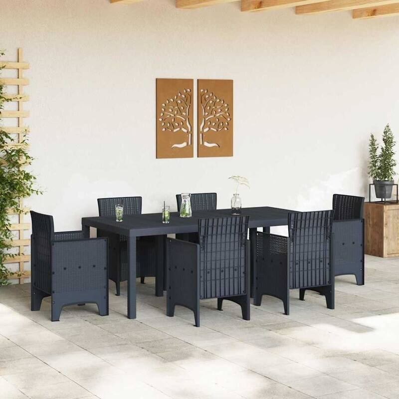 vidaXL Garden Table Anthracite/Brown poly rattan