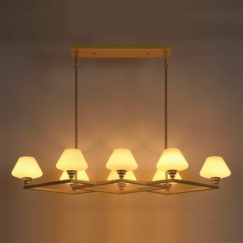 Acroma 8 - Light Steel & Glass Dimmable Chandelier