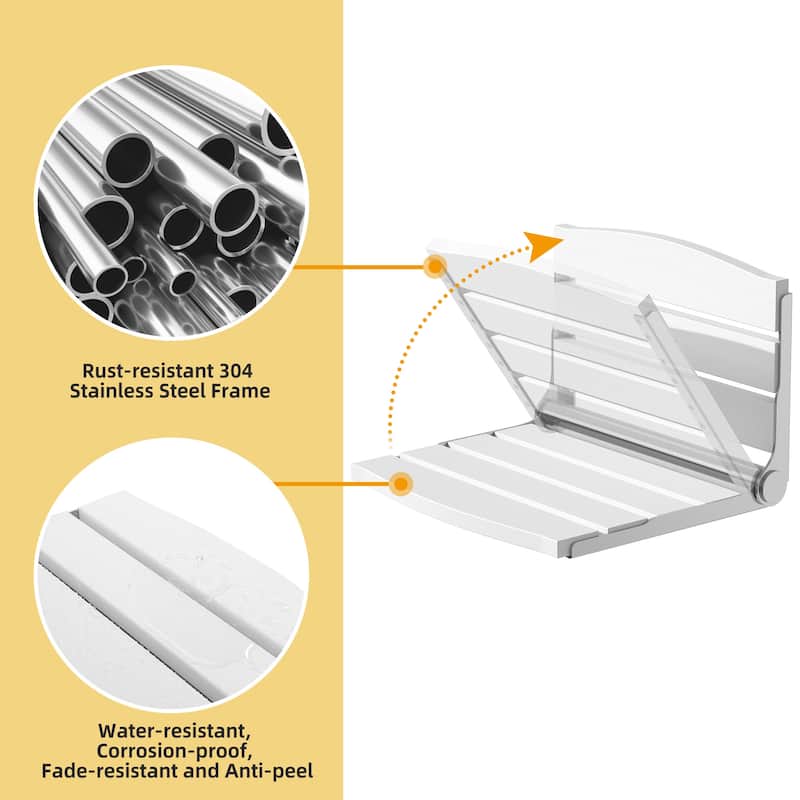 Moasis Plastic Wood Wall Mounted Folding Shower Seat