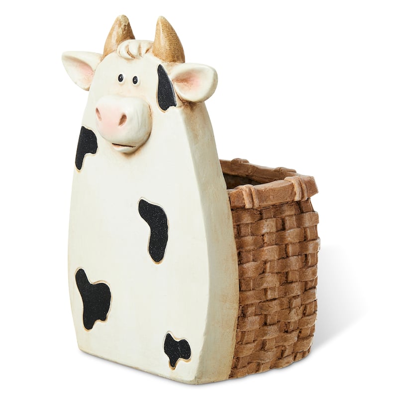 Glitzhome 13"H MGO Cute Sheep Cow Shape Statue Planter Pot Gift