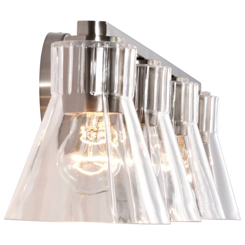 Gianna 4 Light Vanity Brushed Nickel Finish Clear Glass - Brushed Nickel