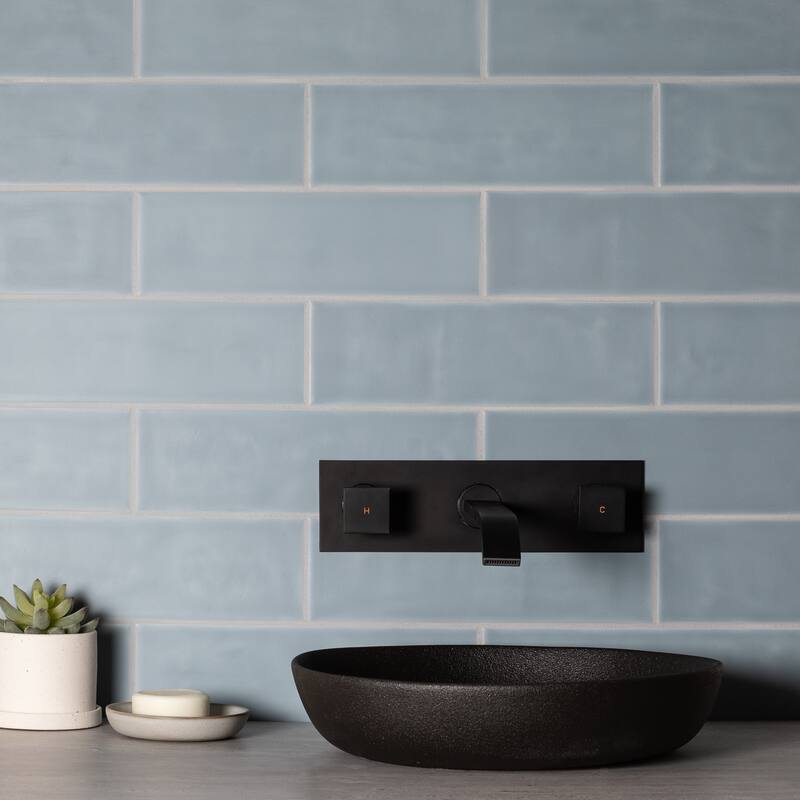 Bedouin 3.5 in. x 12 in. Ceramic Subway Wall Tile - 3.5 in. x 12 in. - Blue Matte