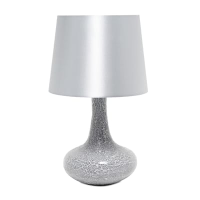 Patchwork Crystal Glass Table Lamp with Drum Shade - 14" - Gray
