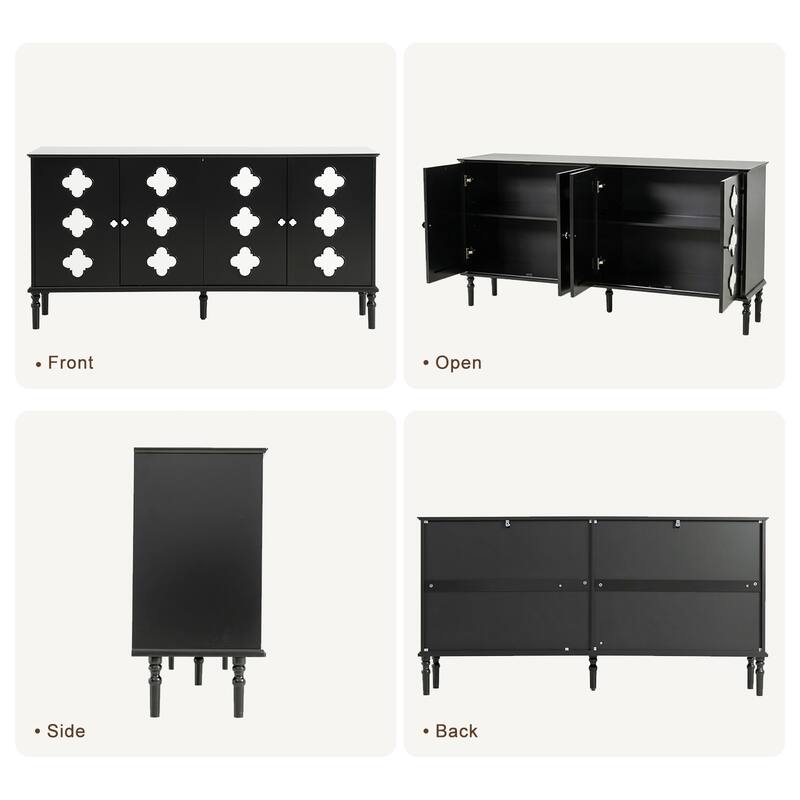 61" Sideboard Buffet Cabinet with Storage Adjustable Shelves
