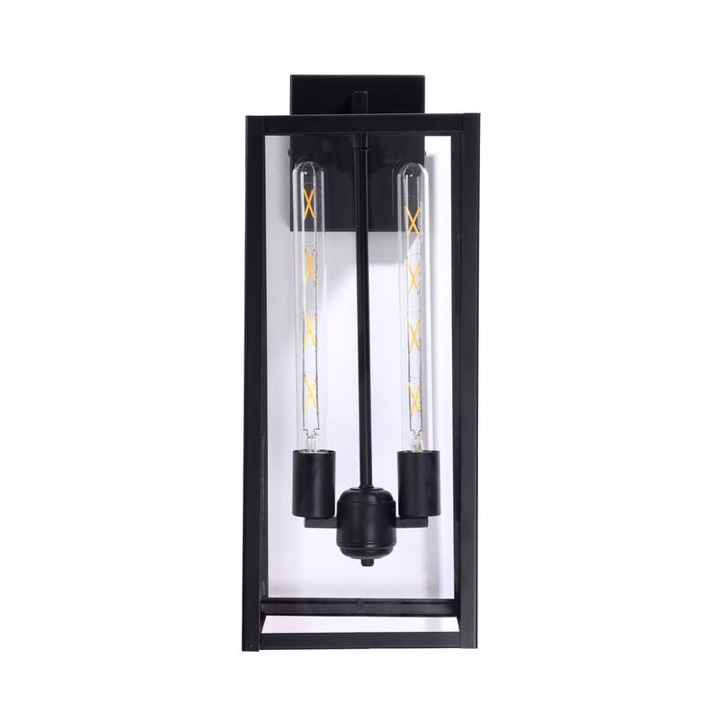2 Pack Black Outdoor Lighting Wall Sconce with Clear Glass