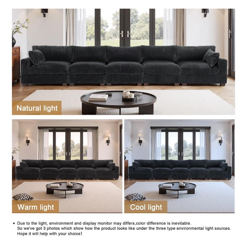5-Piece Oversized Cotton Flannel Modular Sectional Sofa for Living Room